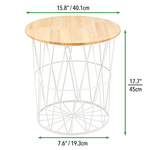 mDesign Modern Farmhouse Side/End Table Metal Diamond Design Open Side Storage, Removable