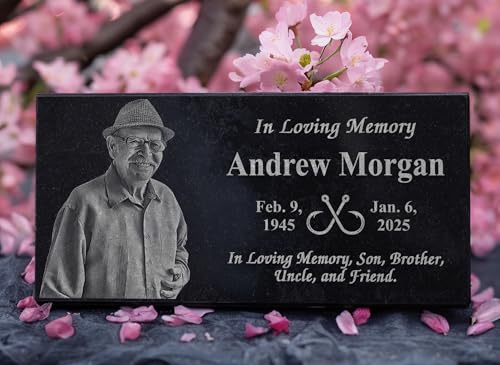 Image of Memorial Headstone for Outdoors | Tombstone for Cemetery | Weatherproof Grave Marker | Memorial Cross | Yard Plaque | Decorations for Celebration of Life