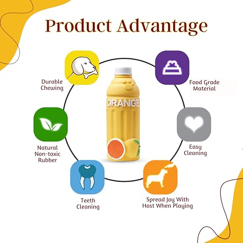 Image of Foodie Puppies Natural Latex Squeaky Play Drink Chew Toy - (Orange Juice Toy) for Small to Medium Dogs | Durable, Interactive, Fetch & Chew Safe Play Toy | Reduce Separation Anxiety