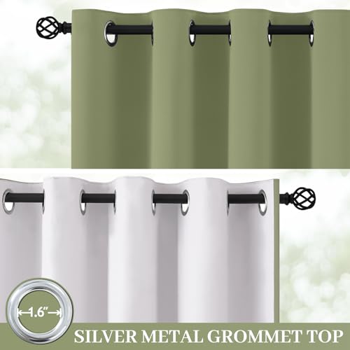 Image of Yakamok Sage Blackout Curtains 84 Inches Long for Bedroom 40 inch Wide 2 Panel | Blackout Curtain Panels for Bedroom, 2 Thick Layers Grommet Top Thermal Insulated Drapes with White Back for Living Room