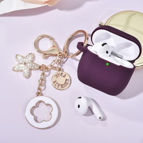 Image of Case Compatible with Apple Airpods 4 - VISOOM Airpods 4 Cases 2024 Cover Women Anti-Drop Silicone iPods 4 Earbuds Wireless Accessorie Charging Cases Girl Bling Keychain for Airpod iPods 4th Gen
