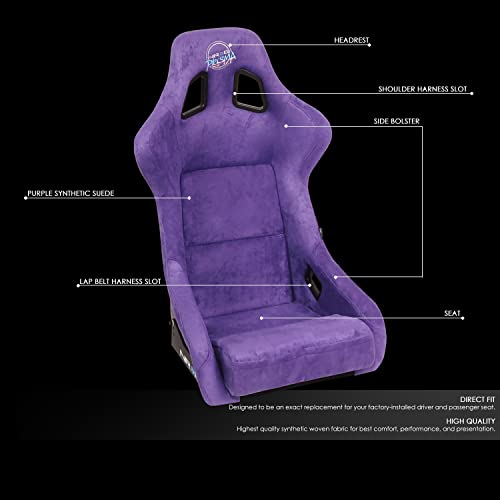 Nrg Innovations Nrg-Frp-302Pp-Prisma Universal Fixed Back Bucket Racing Seat For 6-Point Harnesses, Size L, Purple Seat Cover #TOP1
