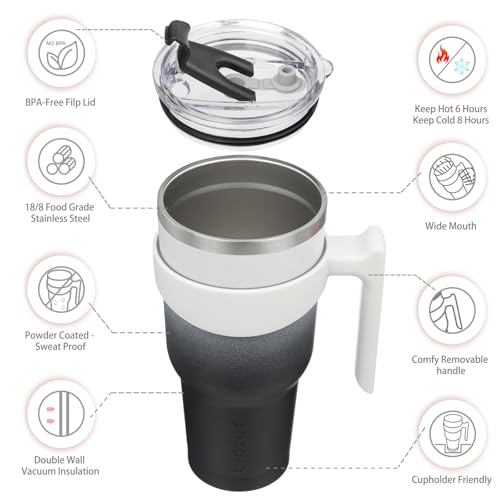 Image of BJPKPK 40 oz Tumbler with Handle & Straw, Insulated Stainless Steel Mug