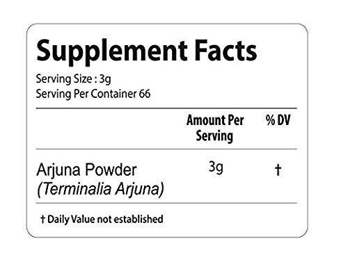 Bixa Botanical Arjuna Powder (Terminalia Arjuna) ǀ Ayurvedic Herbal Supplement | 200 Grams / 7 OZ | Gluten Free, Non-GMO, Steam Sterlized, Vegan, 100% Pure.