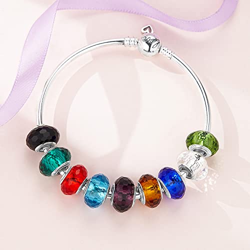 Happystar 925 Sterling Silver Birthstone Charms Fits Charms Bracelets For Woman，With 5A Cubic Zirconia Dangle Pendant Bead,Happy Birthday Charms For Bracelet And Necklace Valentine's Day #TOP6