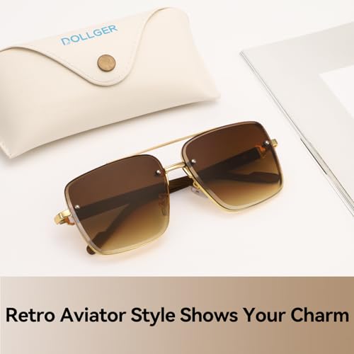 Dollger Overized Square Aviator Sunglasses for Men Women Fashion Imitation Wood Gradient Sunglasses2