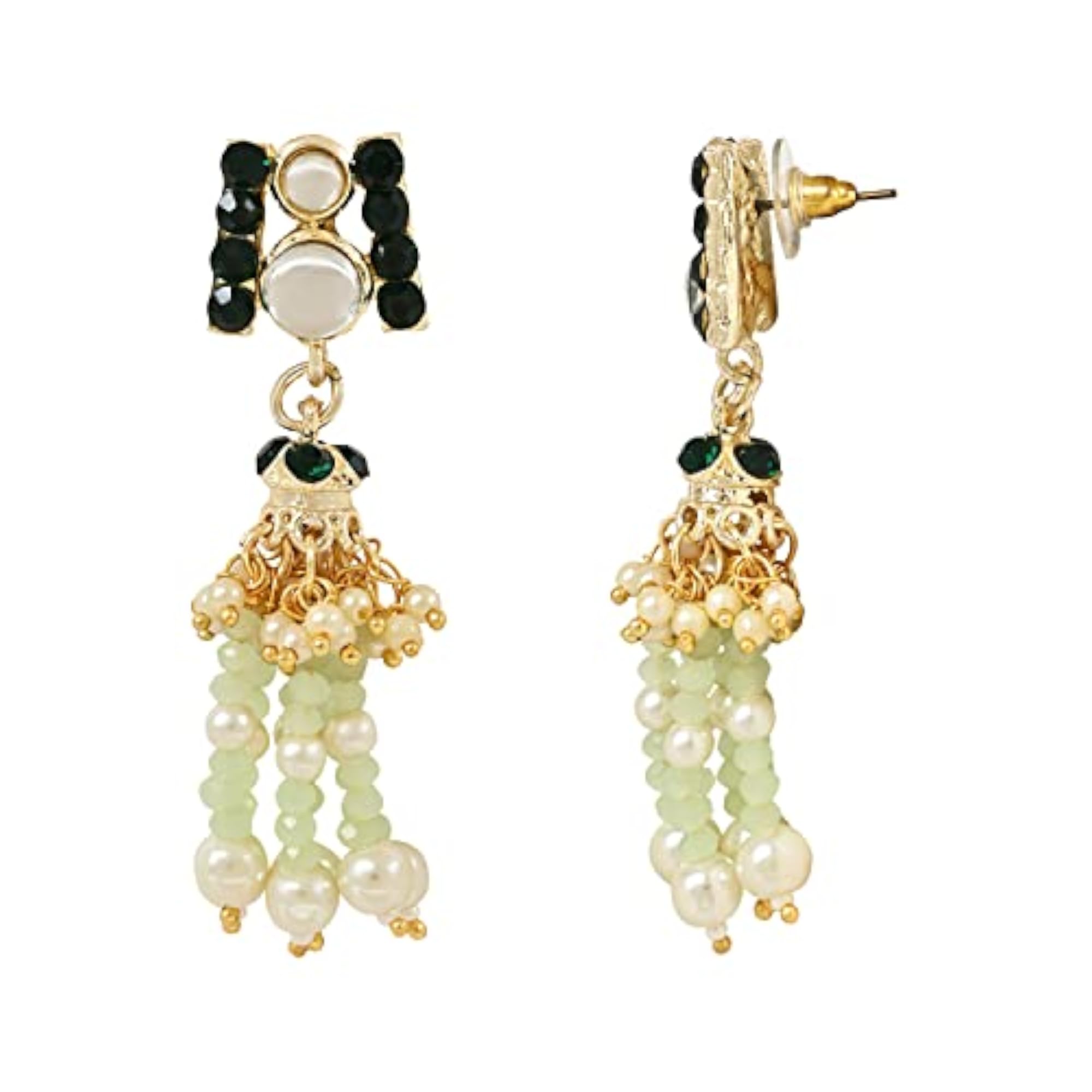 Kundan & Beads Multistrand Necklace Set with Maang Tikka
