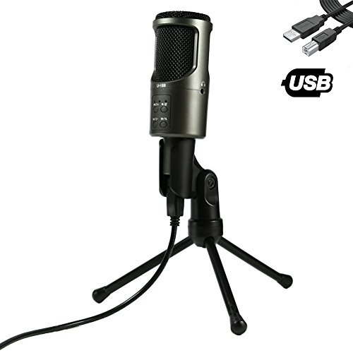 USB Microphone, TKGOU Computer Microphone with Monitor Function & Tripod Stand, Great for Recording and Singing, Skype, YouTube, Google Voice Search, Games(Windows/Mac)-Nut-Pro