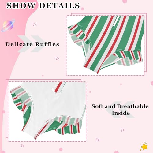 Girls One Piece Swimsuits Long Sleeve Swimsuit Zipper Bathing Suits Green Red White Stripe4