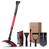 5 in 1 Snow Brush for Car , Extendable Snow Shovel Grip with Detachable Squeegee and Ice Scraper Fit for Window, Roof of Car, Truck, SUV (29.5” to 39.3”)