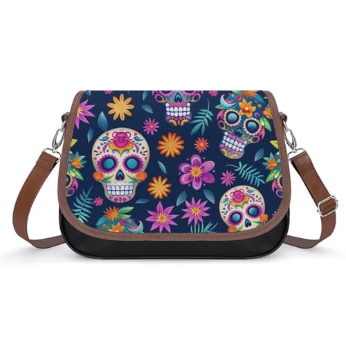 Sac à main pour femmes crânes de sucre cuir imperméable bandoulière