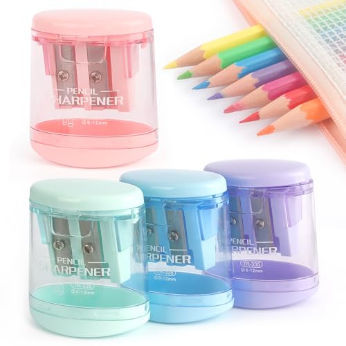 4 Pack Pencil Sharpeners Manual Dual Holes Compact Colored Handheld Pencil Sharpener for Kids, School, Office
