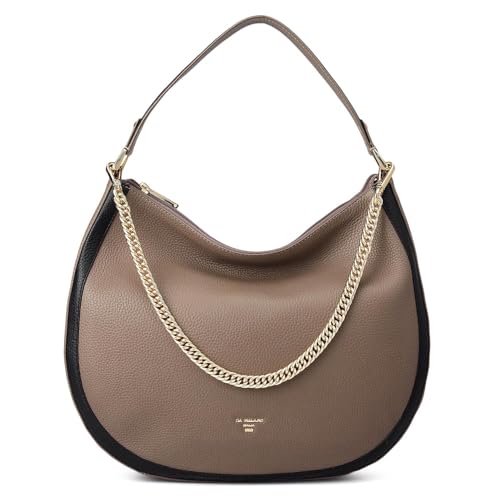 Image of Da Milano Leather Shoulder Bag for Women - Brown (Large) (LB-00317OL)