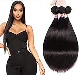 Luduna Brazilian Straight Hair 3 Bundles 8a 100% Unprocessed Brazilian Virgin Human Hair Bundles (8 10 12, Natural Color) …