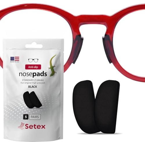 Setex Gecko Grip Plaquettes de Nez pour Lunettes (5 Paires Noires) – Plaquettes Antidérapantes pour Lunettes en Fibres Microstructurées – Autocollantes – 1 mm x...