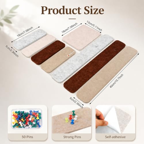 Image of Climberty Modular Cork Board Alternative Felt Strip Board-Customizable Pin Board Set with Multi-Size Strips&20Push Pins, Adhesive Install for Wall Organization & Home Office Decor
