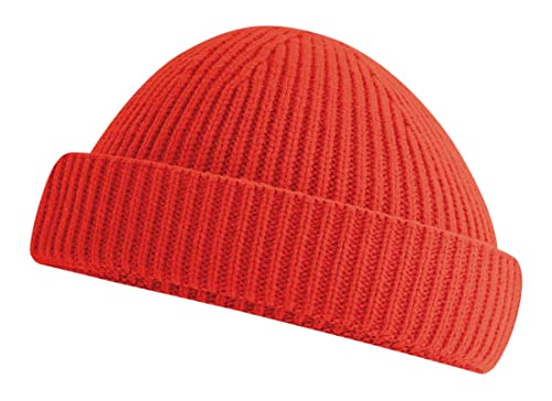 Roughtex Fisherman Beanie kurz – Fischermütze für Herren & Damen aus recyceltem Polyester, grob gestrickt, Einheitsgröße Rot