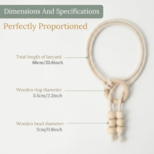 Image of HASTHIP 2 Pack Cotton Rope Curtain Tiebacks Boho Handwoven Holdbacks | Handwoven boho cotton rope curtain tiebacks with wood ring for living room bedroom window decor