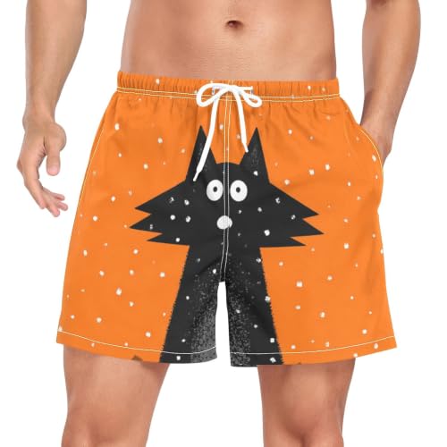 Traje de baño de secado rápido para hombre natación sin humedad lobo naranja