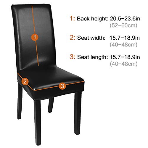 Fuloon Dining Chair Covers, Pu Leather Chair Slipcover Solid Waterproof And Oilproof Stretch Dining Chair Protector Cover (4 Sets, Black) #TOP3