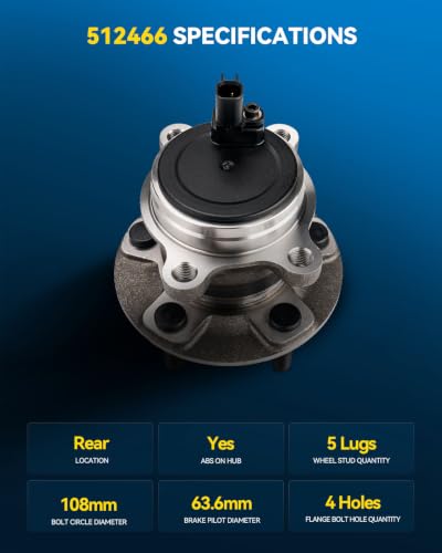 Image of PHILTOP 512466 2 x Rear Wheel Bearing Hub Assembly for 2012-2018 Ford Focus