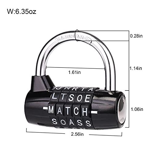 Nbyt Combination Padlocks - Portable Zinc Lock With Code And Letter/Word Combination - Ideal For Lockers, Gym, Gate, Fence, Toolbox, Case, Hasp Storage And Outdoor Use - 5-Letter Dial Lock - Dimensions 2.52 X 2.56 X 0.86 Inches. #TOP1
