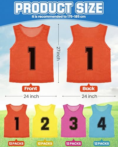 Image of Suhine 48 Pcs Adult Pinnies for Sport Soccer Nylon Mesh Scrimmage Vest Mesh Basketball Football Team(Cute Color,XXL)