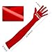 Lansian Women's 21.6'' Long Elbow Satin Gloves Red 1920s Opera Bridal Dance Gloves for Evening Party Opera Costume, Red