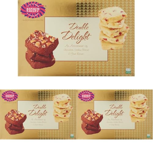 Image of Karachi Bakery Double Delight Fruit Biscuit with Chocolate Cashew, 400 g (Pack of 3)