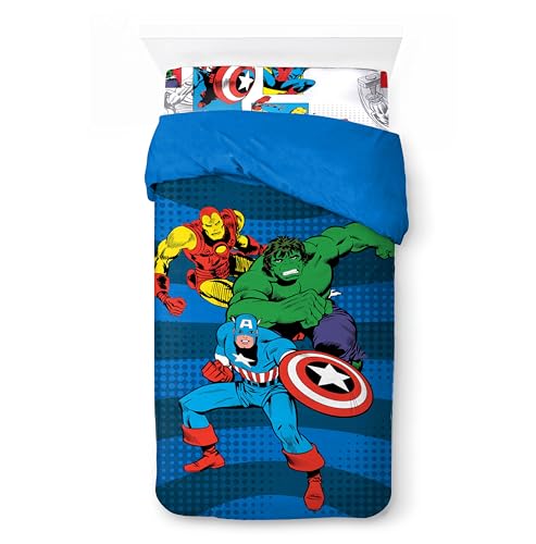 Ensemble lit simple Avengers avec housse de couette drap taie coton - 3