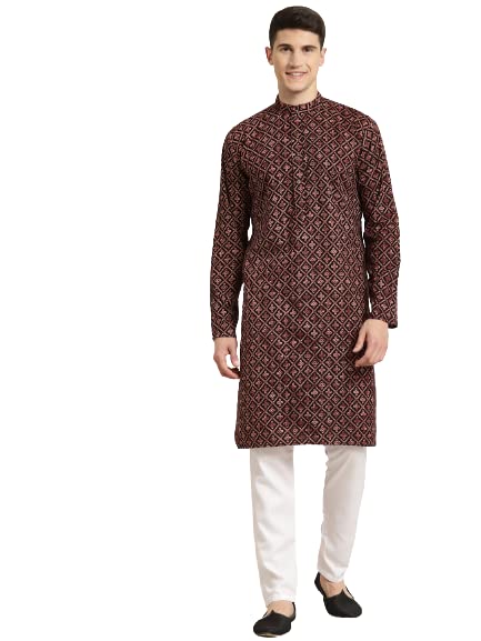 Image of SOJANYA (Since 1958, Men's Silk Blend Grey Kurta Pyjama & Silk Blend Jacket Combo