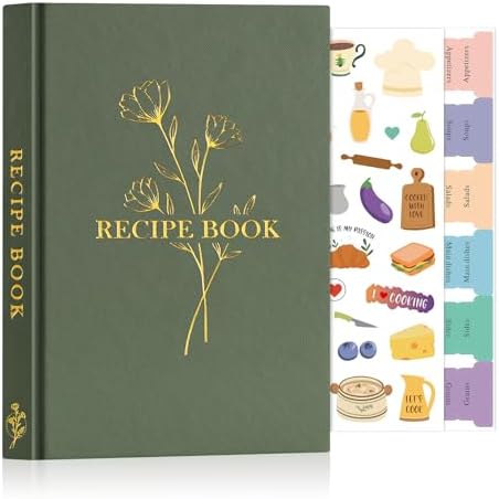 Lanpn Libro de Recetas Tapa Dura, Mi Cuaderno Recetas A5 Para 70 ...