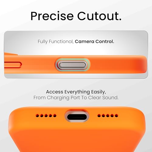 Image of CASEGEAR Silicone Snap Fit Back Cover Case Compatible with iPhone 17 Pro Max | 8 Feet Drop Protection | Compatible with MagSafe | 360 Protection | Shockproof & Scratch Resistant | Warm Orange
