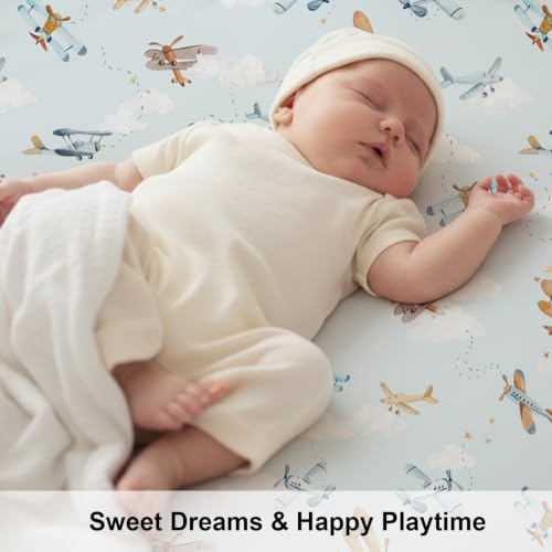 Image of Plushii 4PK Mini Crib Sheets,Pack and Play Sheet for Baby Boys,38 inchx 26 inch