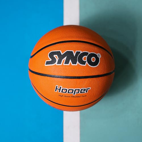 Image of Synco Hooper Basketball Size-7 | Men's Basketball | Moulded Technology | 8 Panel | Suitable for Indoor & Outdoor Games (Orange)