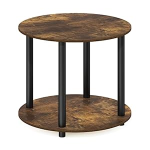 Furinno 2-Tier Round Wooden Coffee Table, Amber Pine, 1-Pack