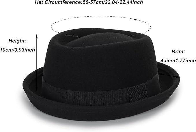 Image of Porkpie-Hat Boater-Fedora-for Men /Women - Classic Short Brim Church Derby Fedora-Hat(Szie:S-M)