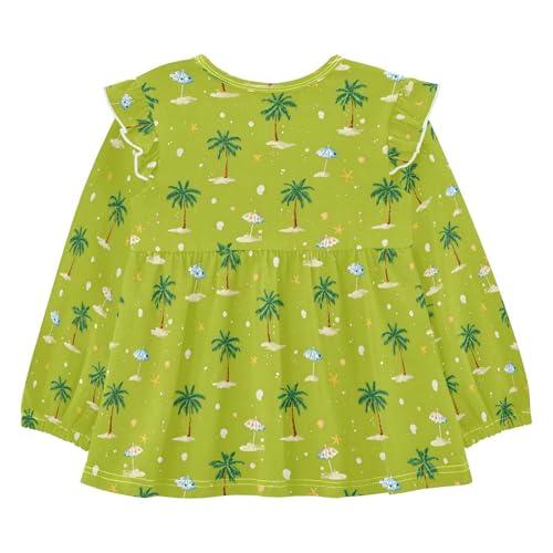 Palm Trees Parasols Girls Shirts Cotton Long Sleeve Ruffle Toddler Tee Tops2