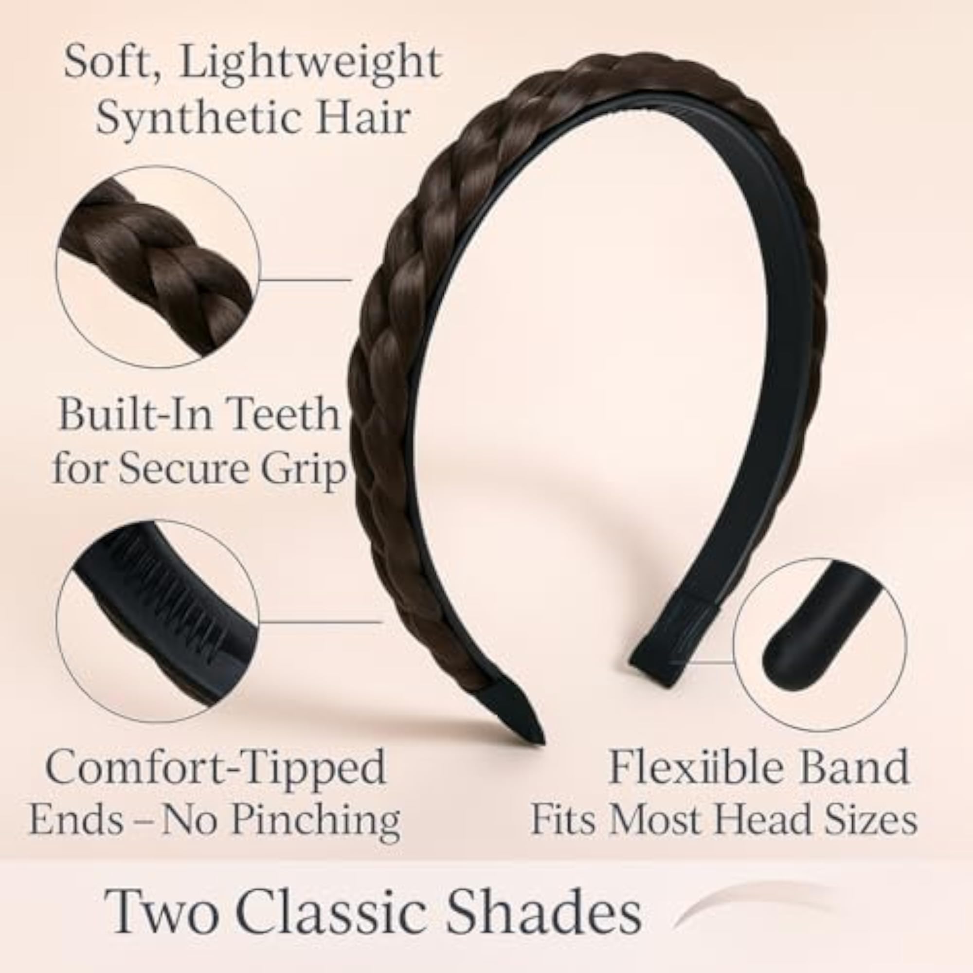 Braided Hair Headband with Teeth for Wedding & Party