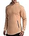 EVERWORTH Men's Gym Workout Long Sleeve Hoodies Training Pullover Casual Hooded Sweatshirt Beige