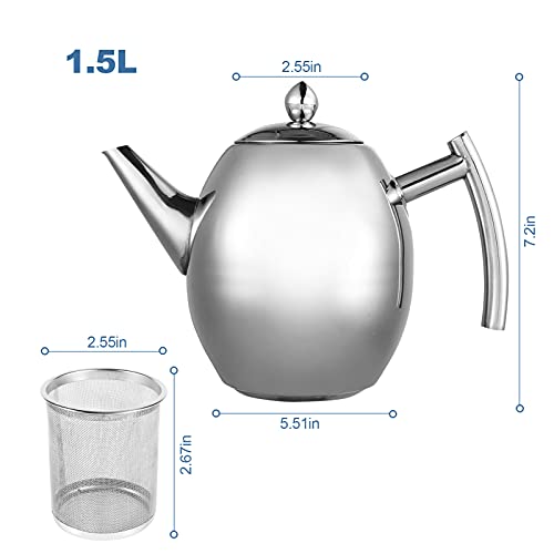 Premium Stainless Steel Teapot Set - 1L Metal Teapot with Filter, Mirror Finish Silver, Ideal for Restaurants and Living Spaces - Image 4