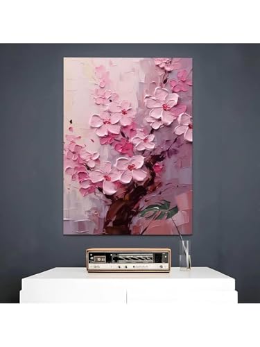 Toile fleurs roses esthétiques sans cadre 50x70 cm haute définition