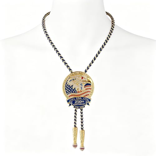 Image of GelConnie Bolo Ties for Men Women Western Cowboy Tie Mens Western Necklace Leather Necktie Gold Bolero Tie Cowboy Necklace