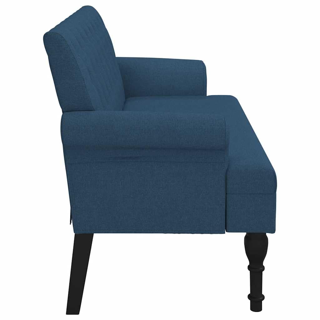 Banco con respaldo azul, 120 x 62 x 75,5 cm, tela
