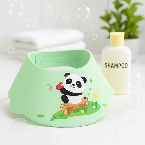 Image of Baby Shower Cap Shield - Adjustable Waterproof Shower Visor for Kids, Soft Baby Hair Washing Shield with Ear Protection, Perfect for Toddlers & Children (giant panda)