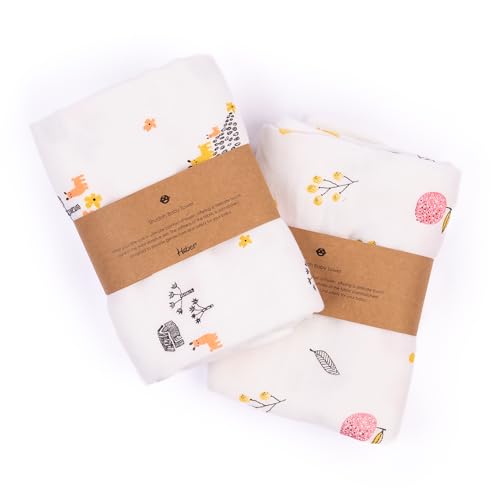Image of HABER Organic Cotton Muslin Baby Bath Towel 70x70 Pack of 2|4 Layer Ultra Soft Skin Safe Muslin | Highly Absorbent Quick Dry Newborn Towel for Sensitive Skin | Gentle Towel for Infants & Toddlers