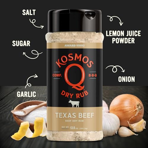 Kosmos Q Dry Rub Texas Beef BBQ Dry Rub, Bottle of 13.8 Oz