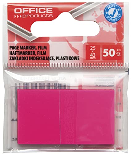 Office Products 14223431-13 Index Haftstreifen Standard Tabs Sticker Lesezeichen/Rosa/Mini-Haftmarker aus 60 μm PP-Folie/ 25x43 mm/ 1x50 Blatt/Textstreifen Beschreibbare