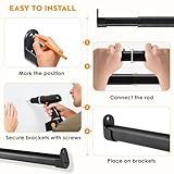 Clothes Rail Heavy Duty for Wardrobe Black, 25 mm Wall-Mounted Oval Hanging Rail, Extendable Wardrobe Rail with 2 Brackets, 43-101 cm - Image 6