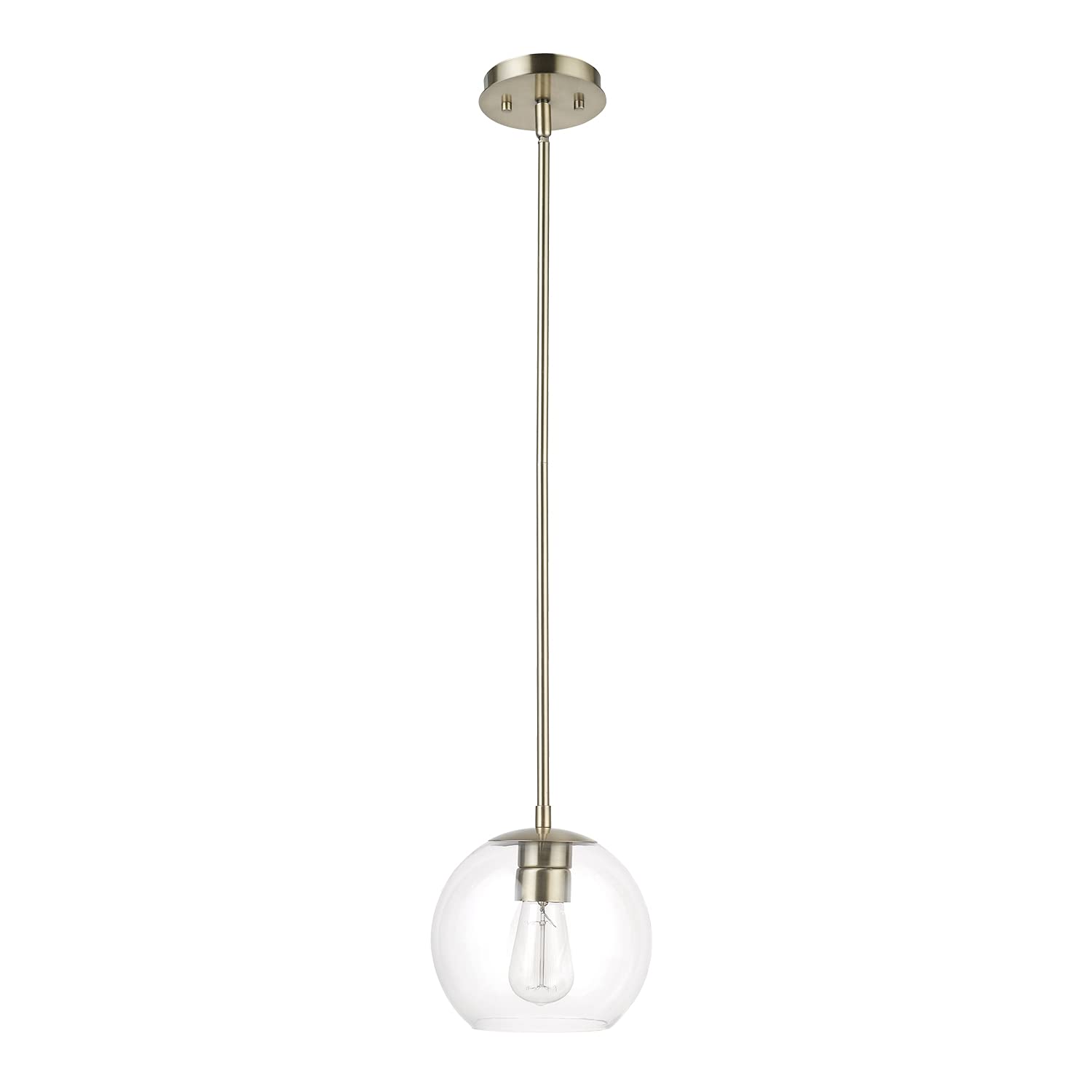 Globe Electric60871 Vivienne 1-Light Pendant, Brass, Clear Glass Shade